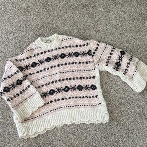 Zara Pink and Cream Patterned Sweater